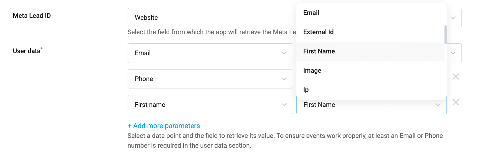 Add user data in Signals Gateway
