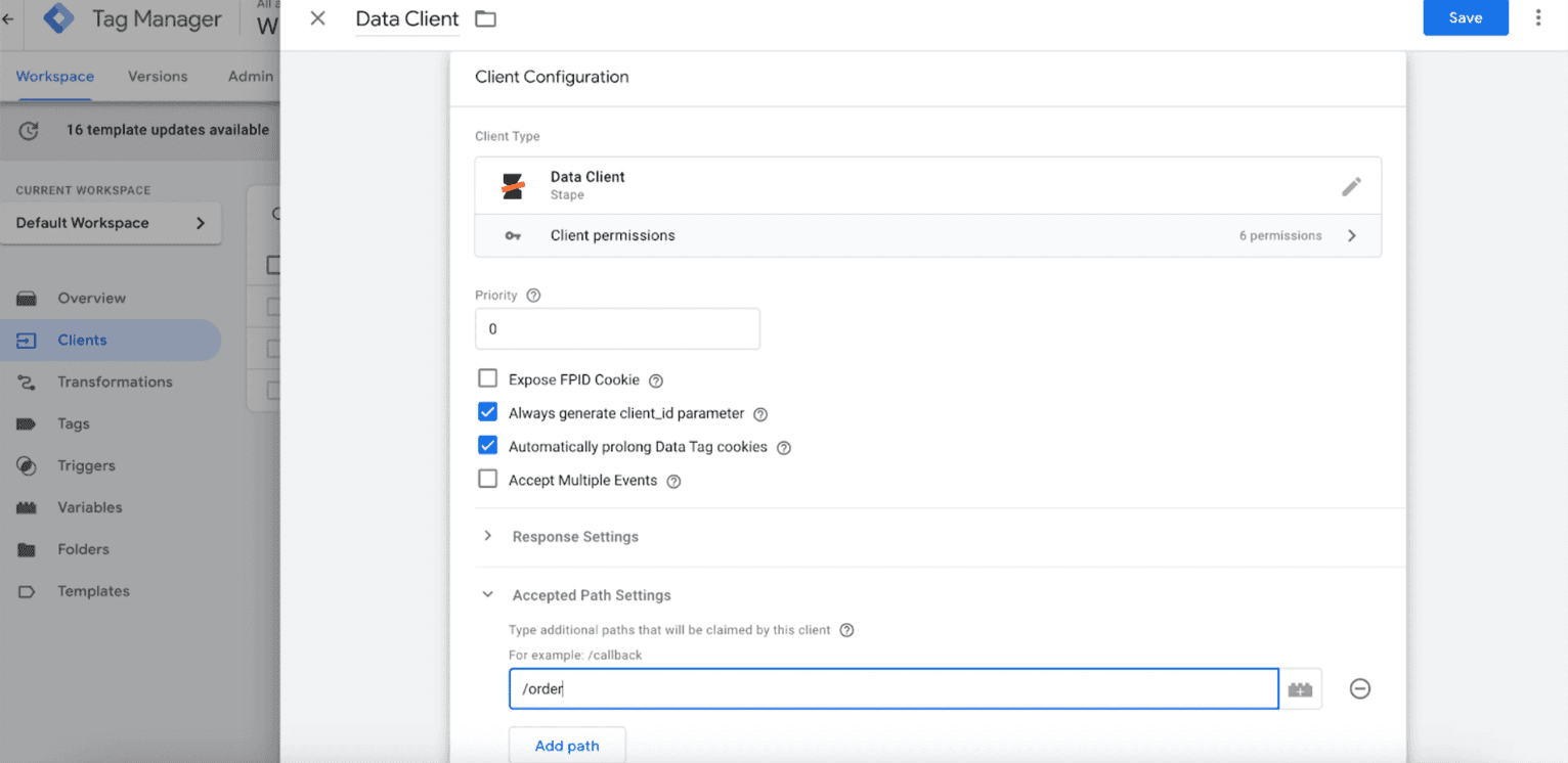 Configurar o Data Cliente no sGTM