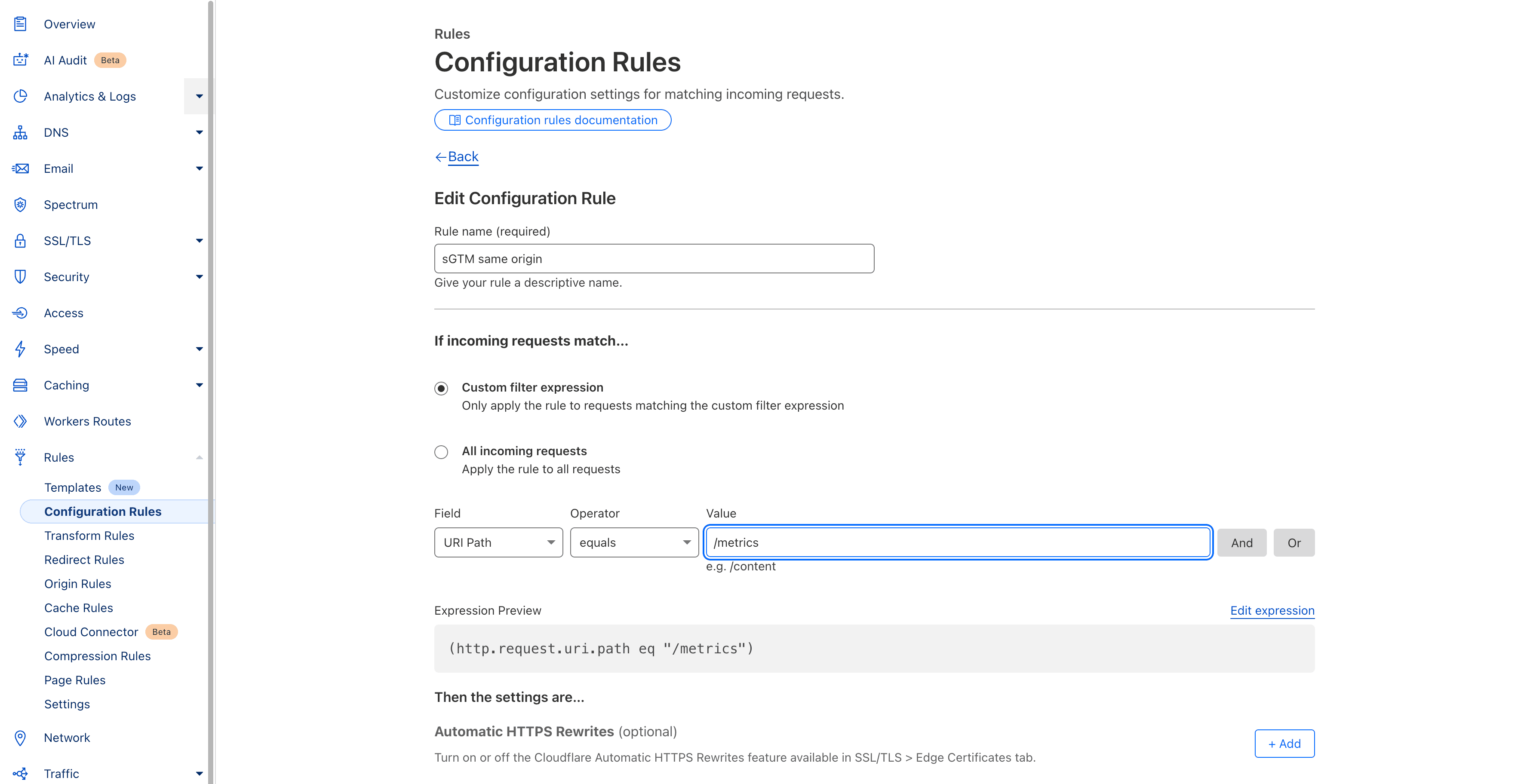 Setting Configuration Rules