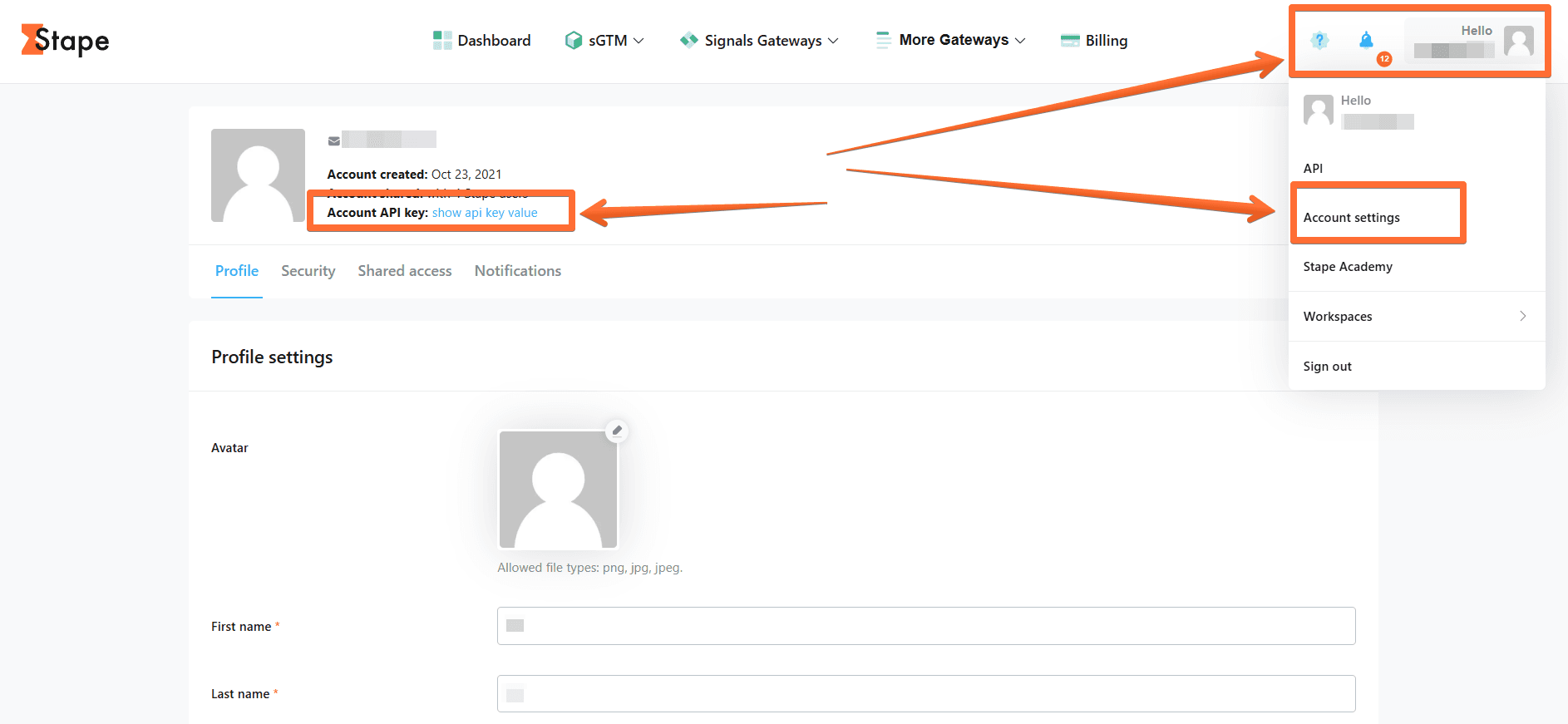 Account API key