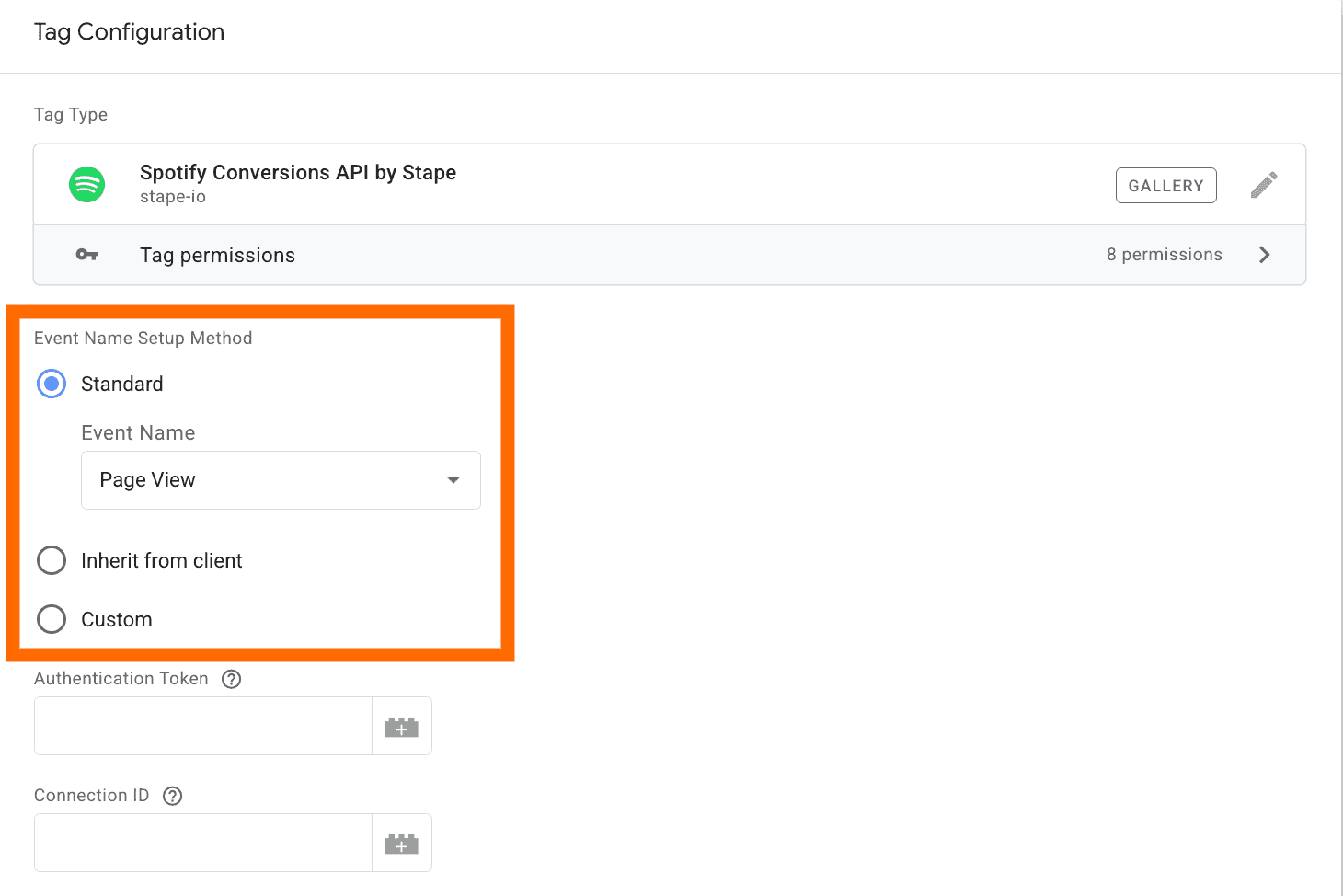 Event Name Setup Method