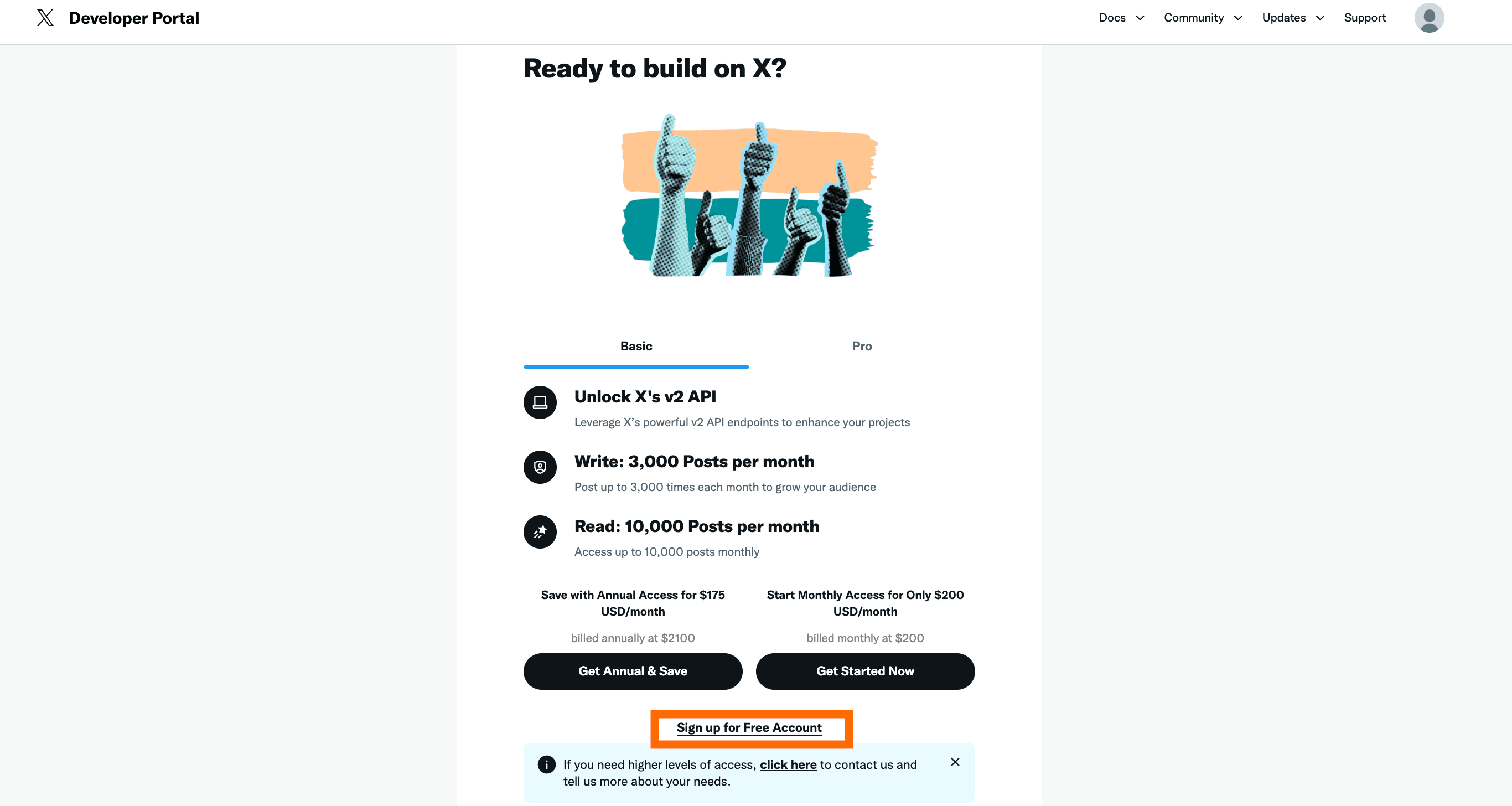 Sign up for free account