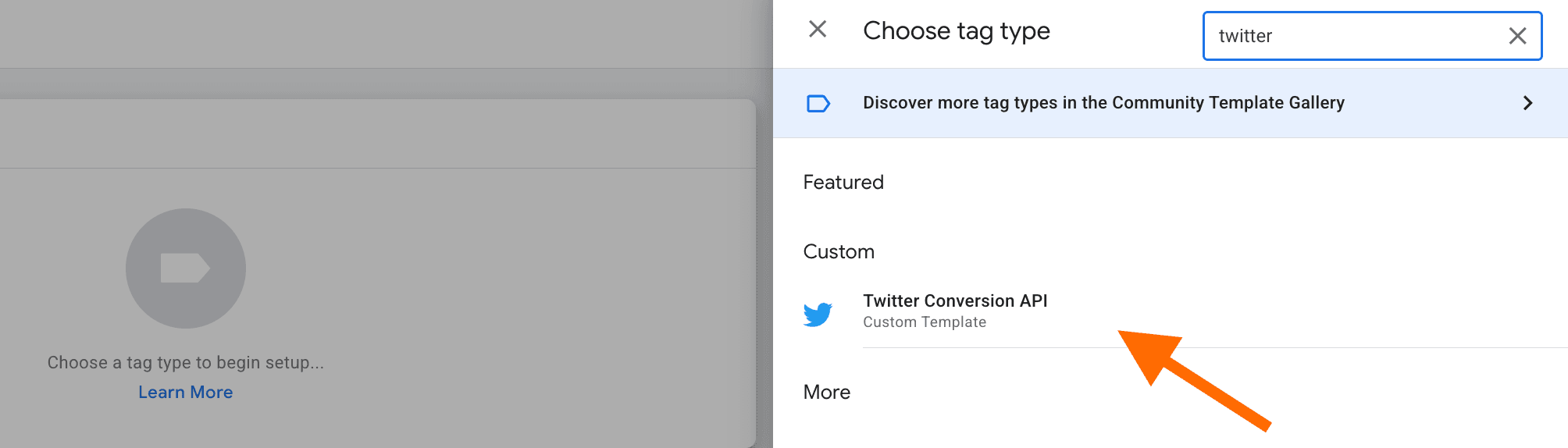 Twitter Conversion API tag as tag configuration