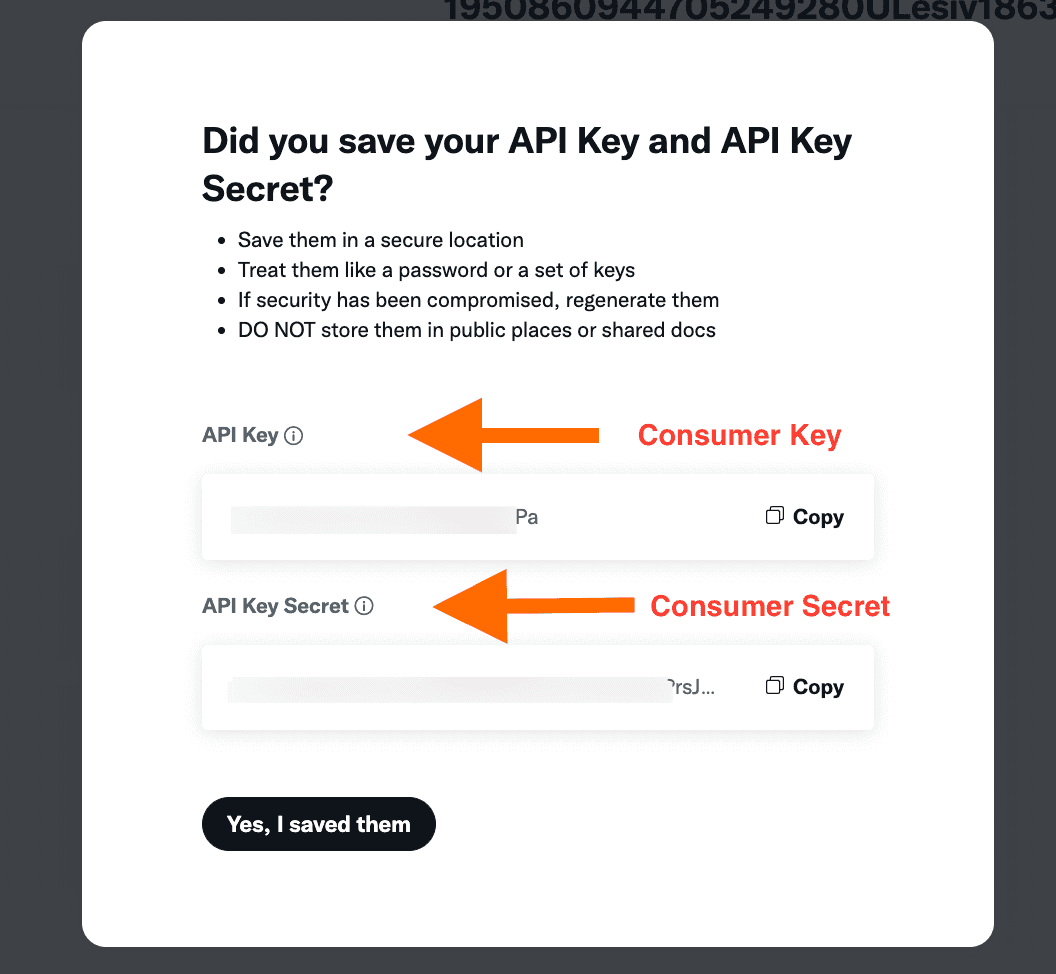 Consumer Key and Secret