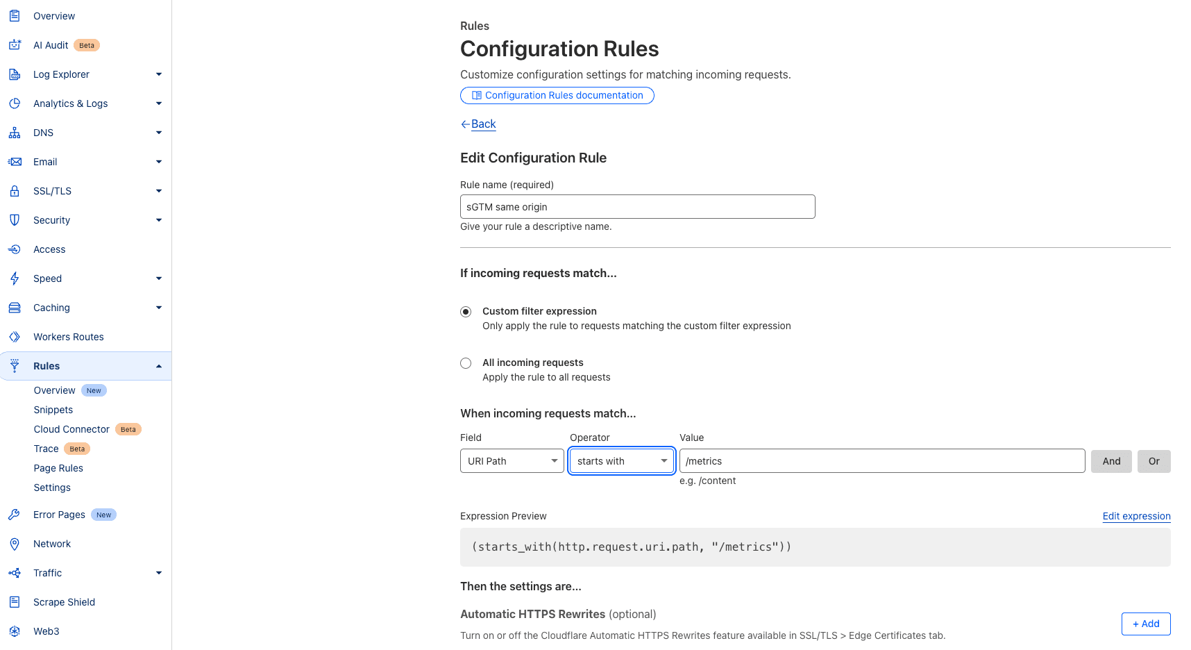 Setting Configuration Rules