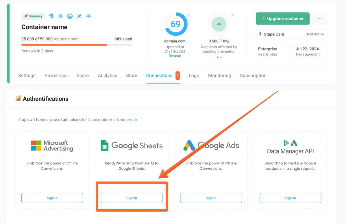 Google Sheets Connection
