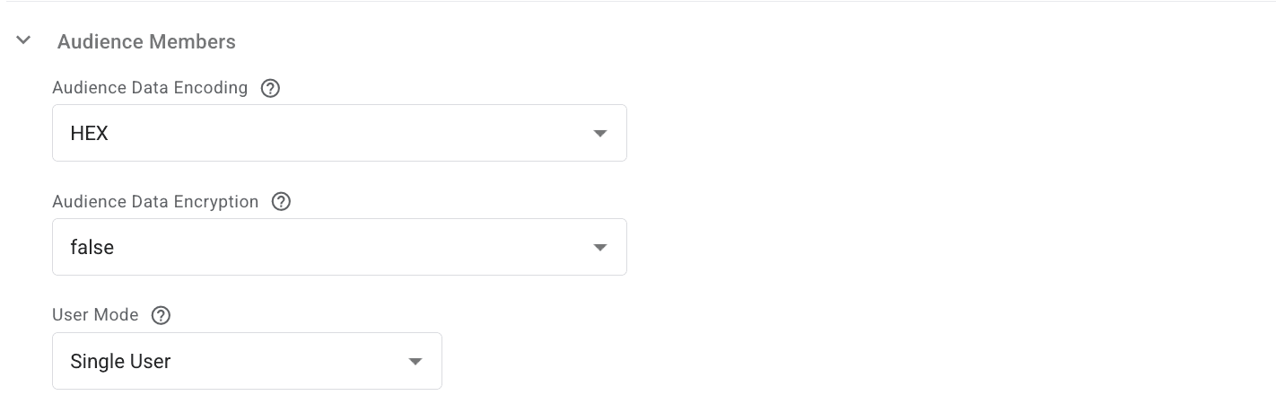 Audience member section in Customer Match tag