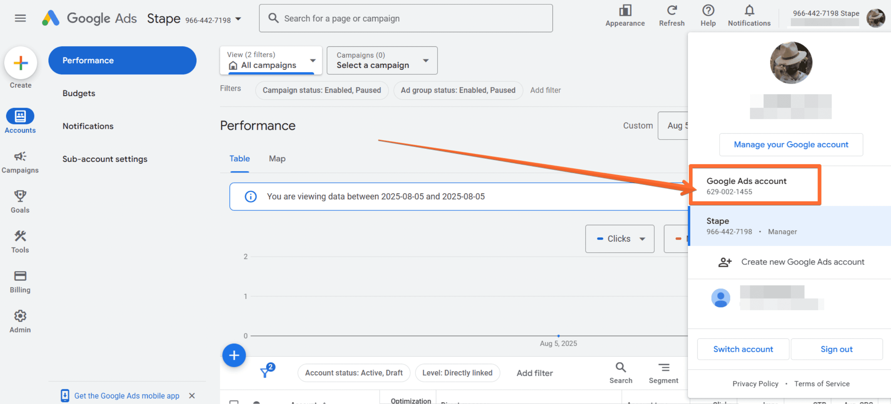 Google Ads Operating customer ID