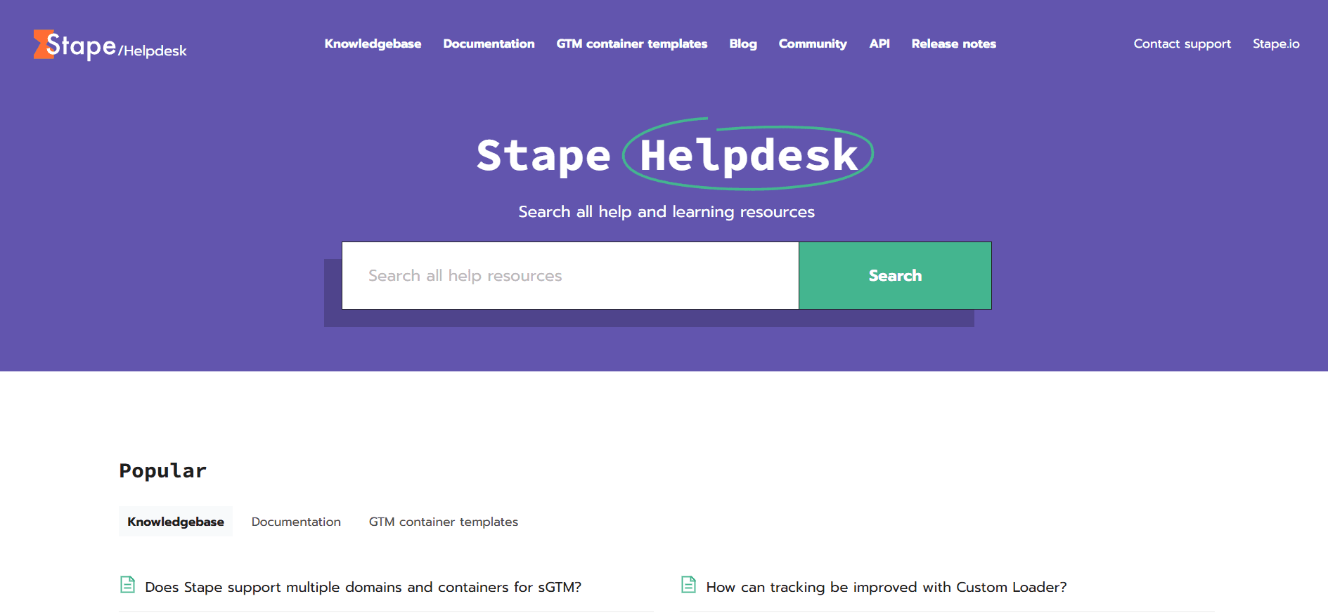Helpdesk page