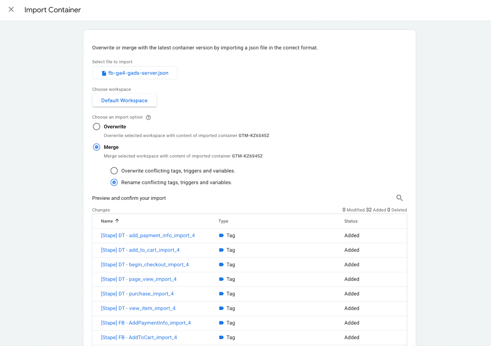 Import Salla templates into GTM container
