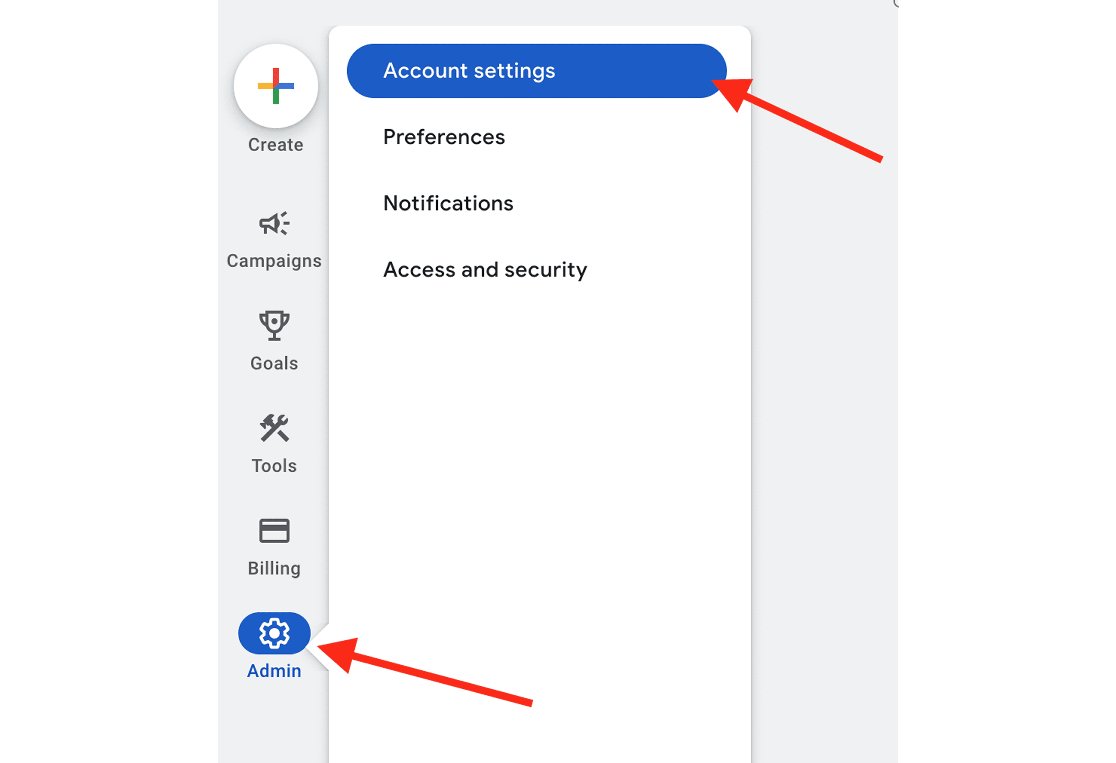 Account setting in Google Ads account