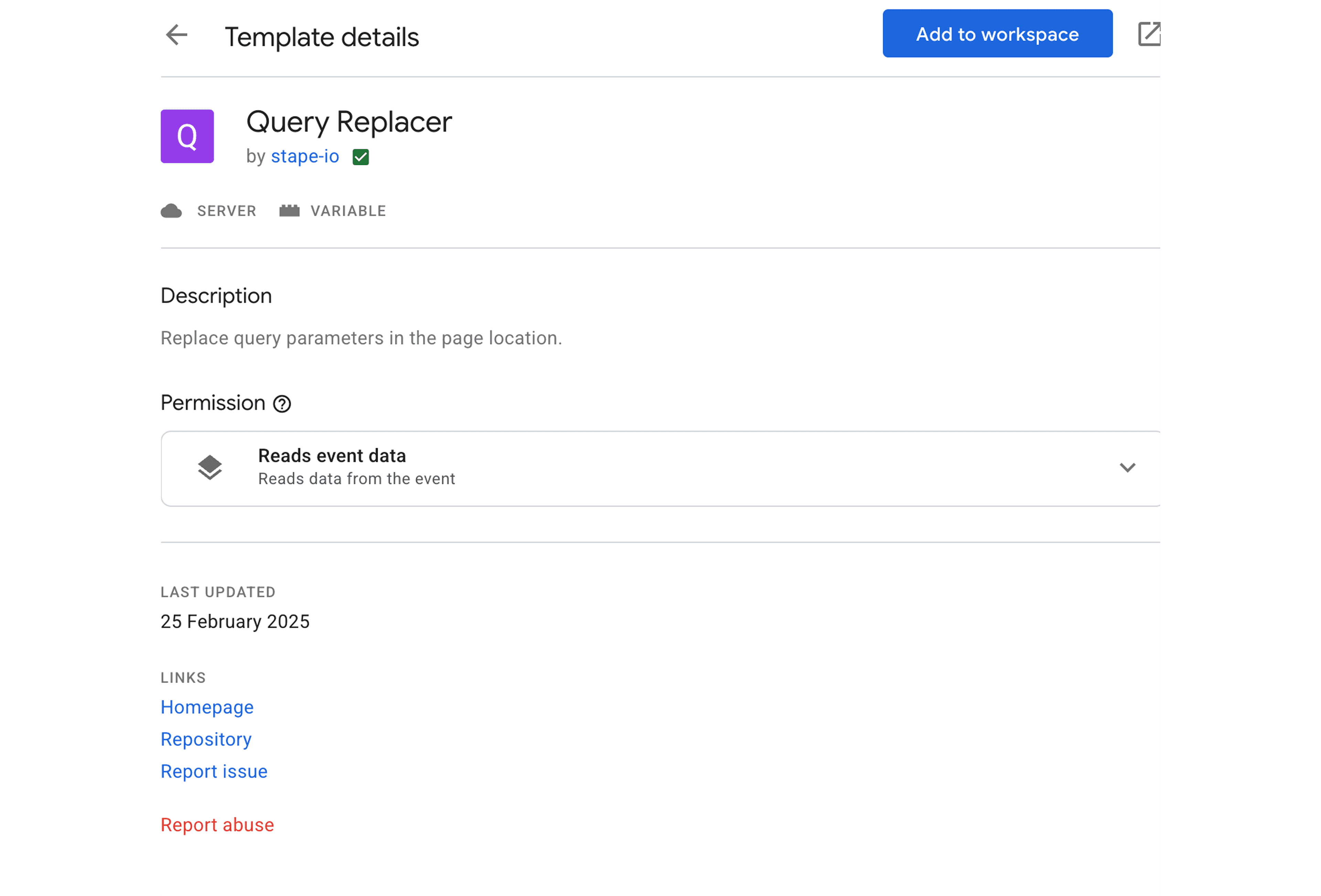 Query Replacer in the Template Gallery