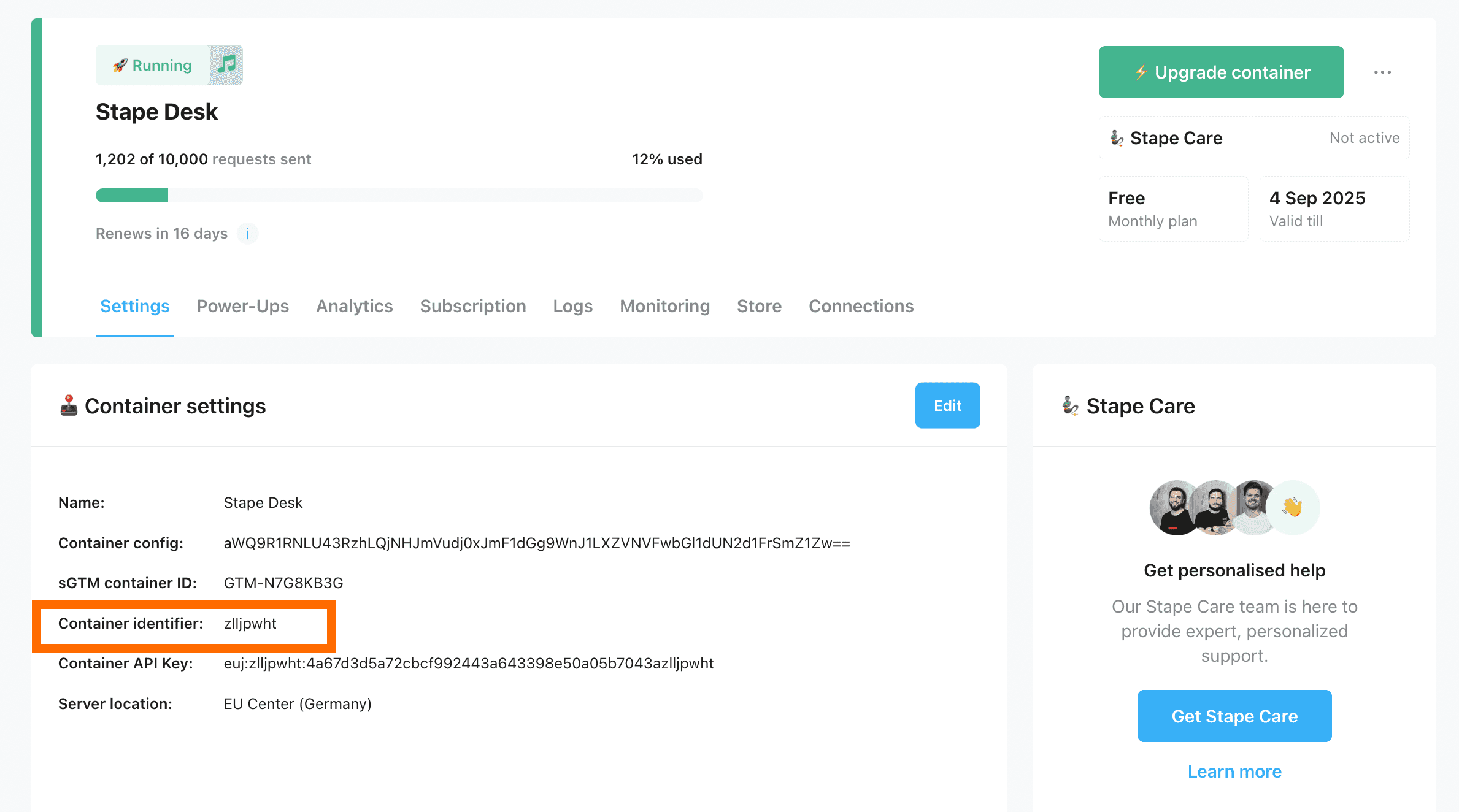 Container identifier