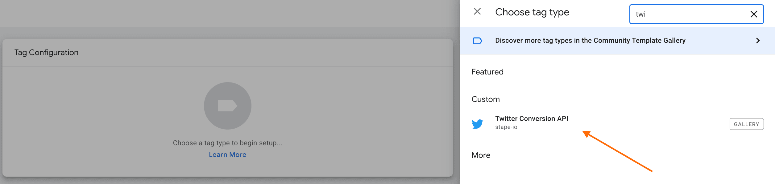 Twitter Conversion API tag as tag configuration