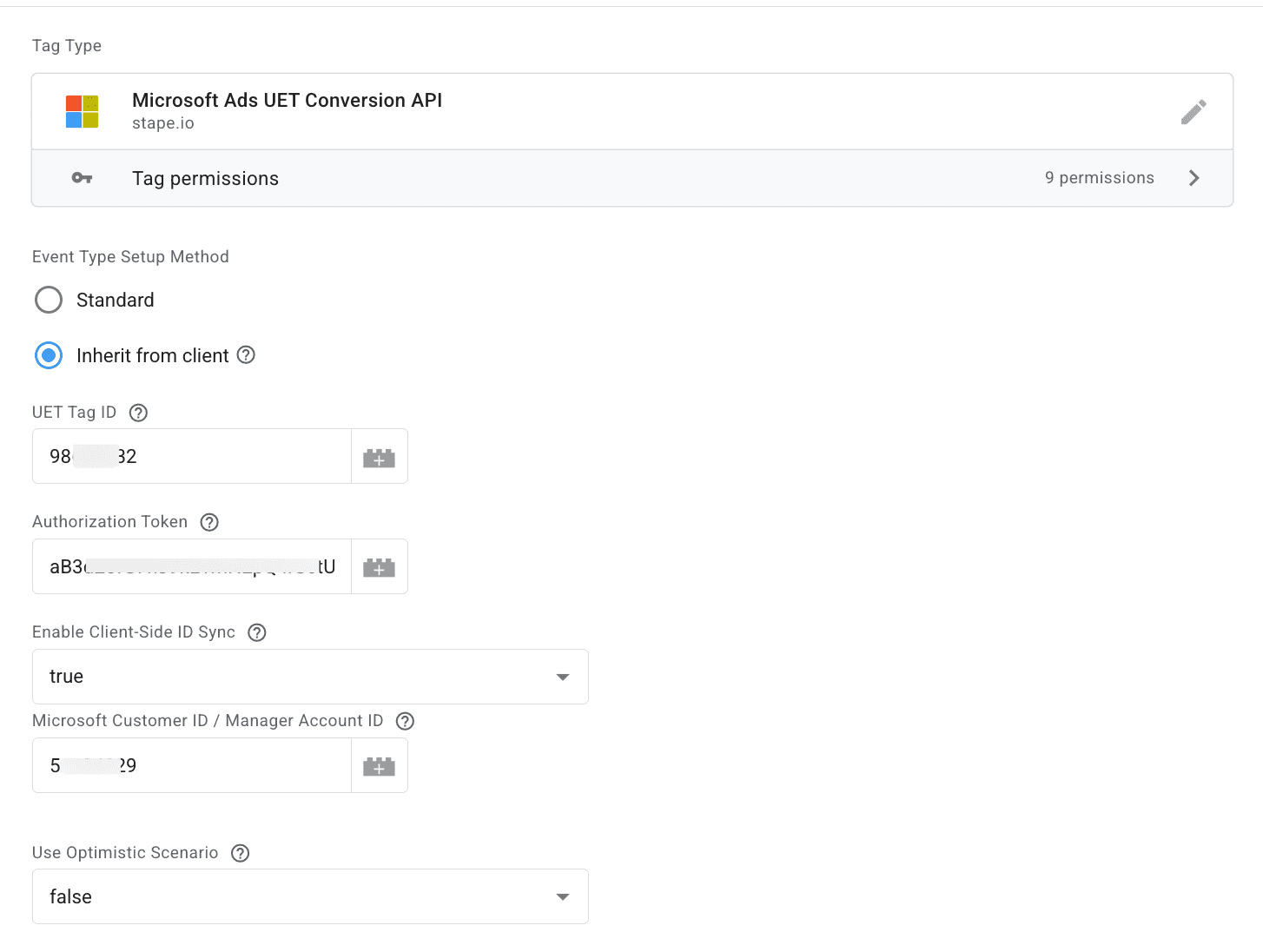 Tag configuration example