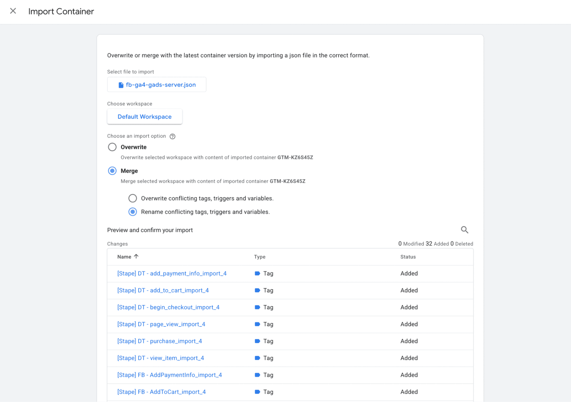 Import Salla templates into GTM container