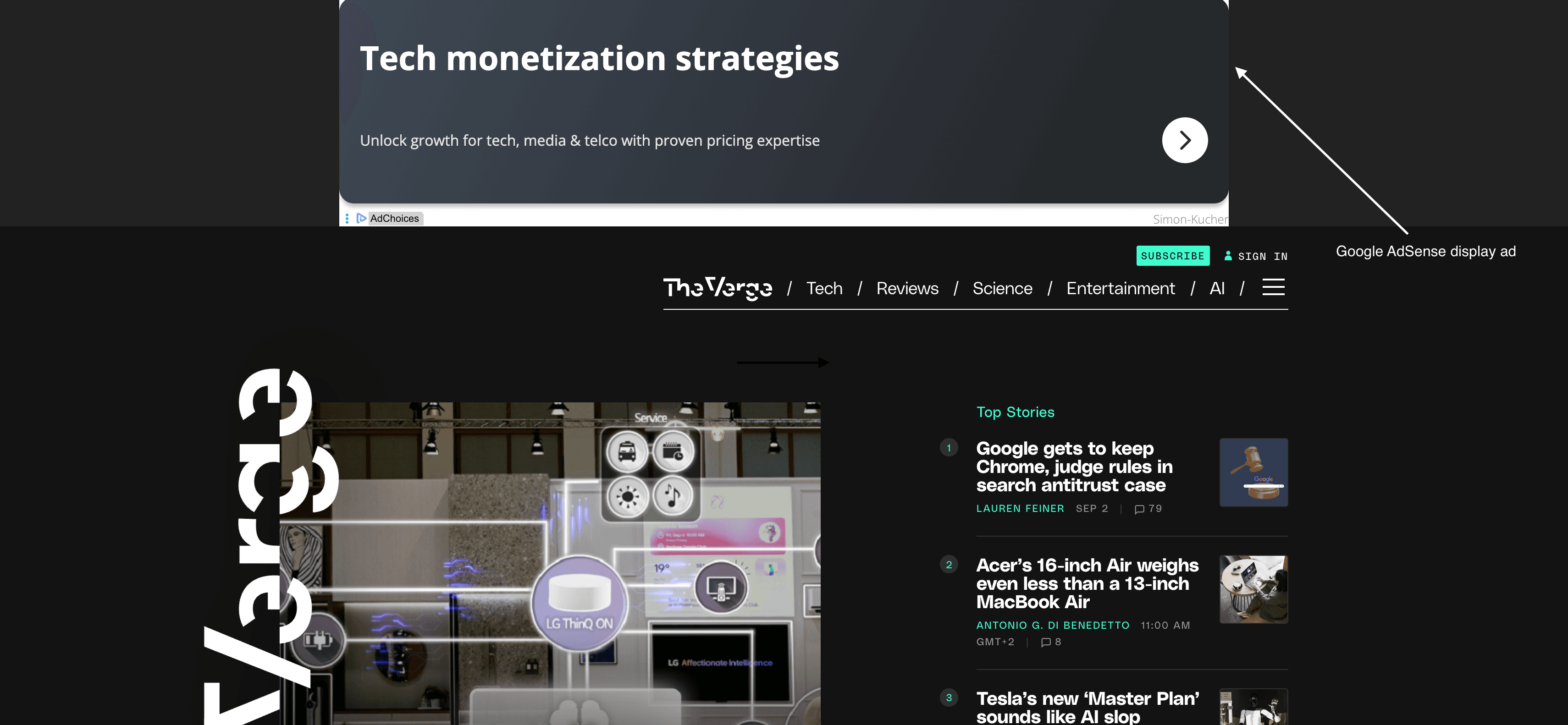 Google AdSense display ad