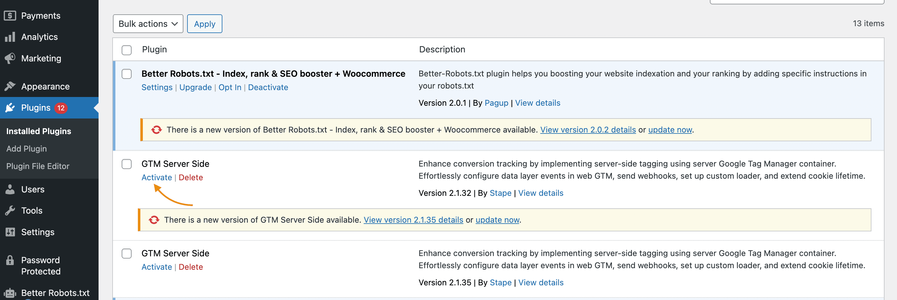 Activate plugin