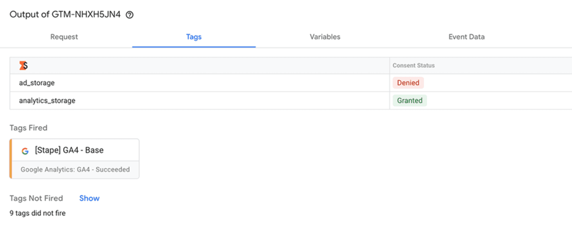 Consent status in sGTM