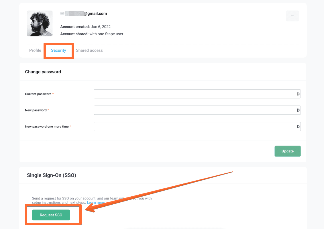 Click the Request SSO button