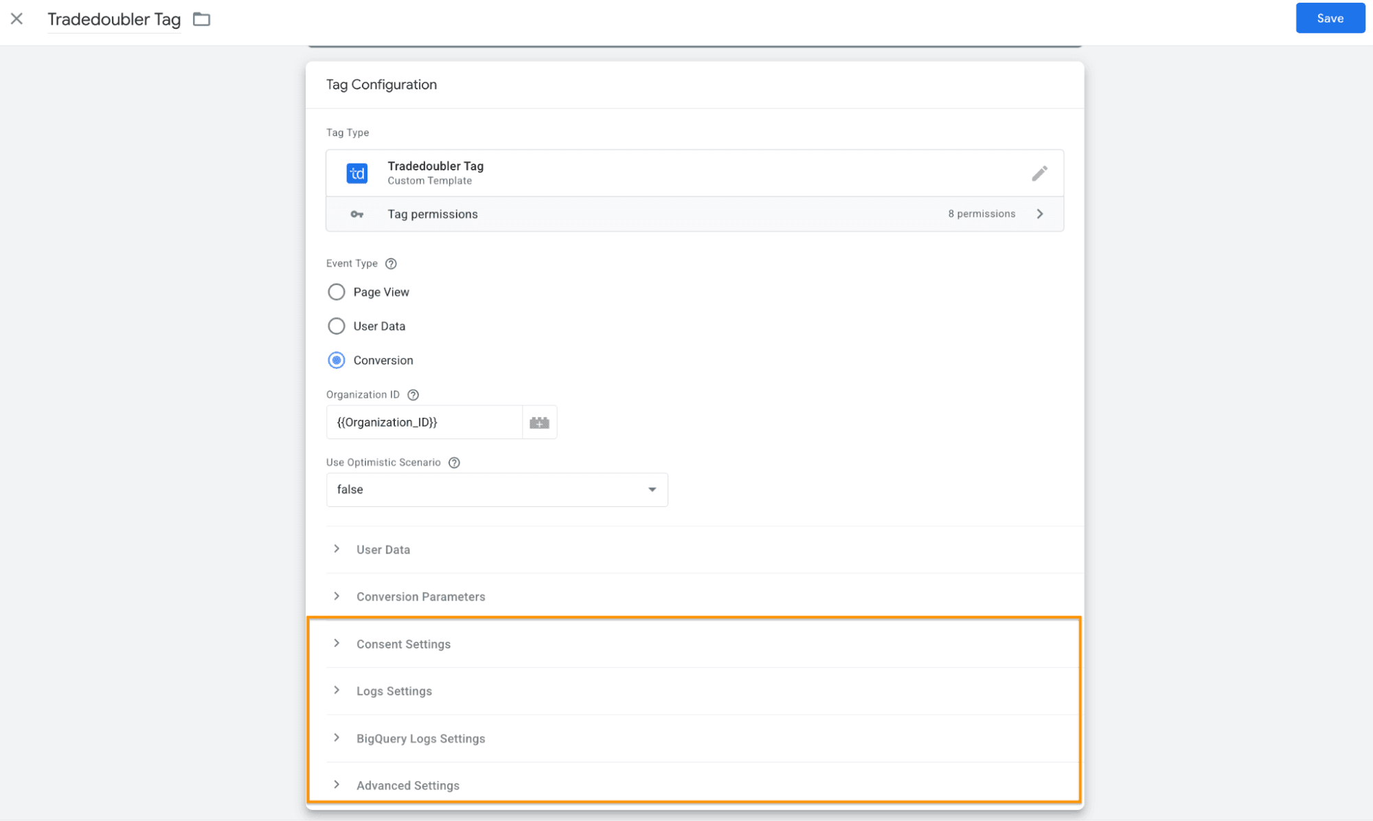 Optional tag configurations