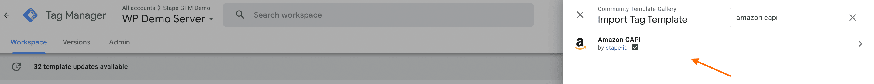 Add Amazon CAPI&nbsp; tag to workspace