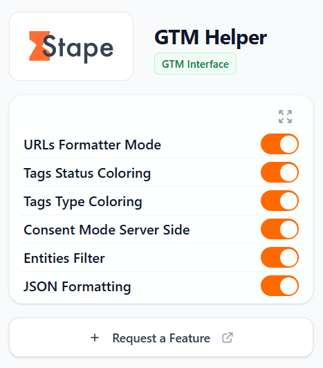 Stape GTM Helper interface