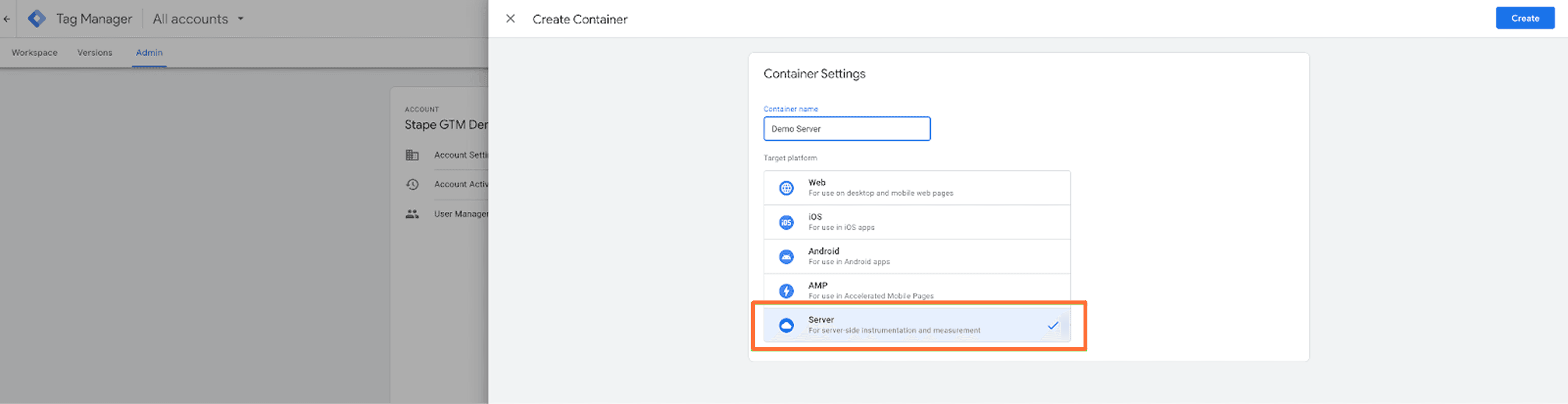 Google Tag Manager account