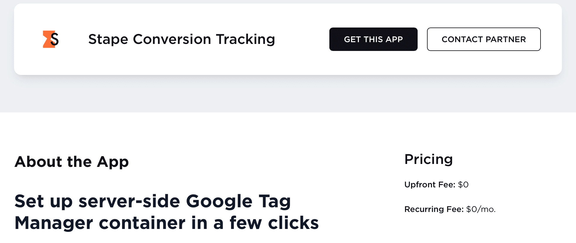 Stape Conversion Tracking app in the BigCommerce marketplace
