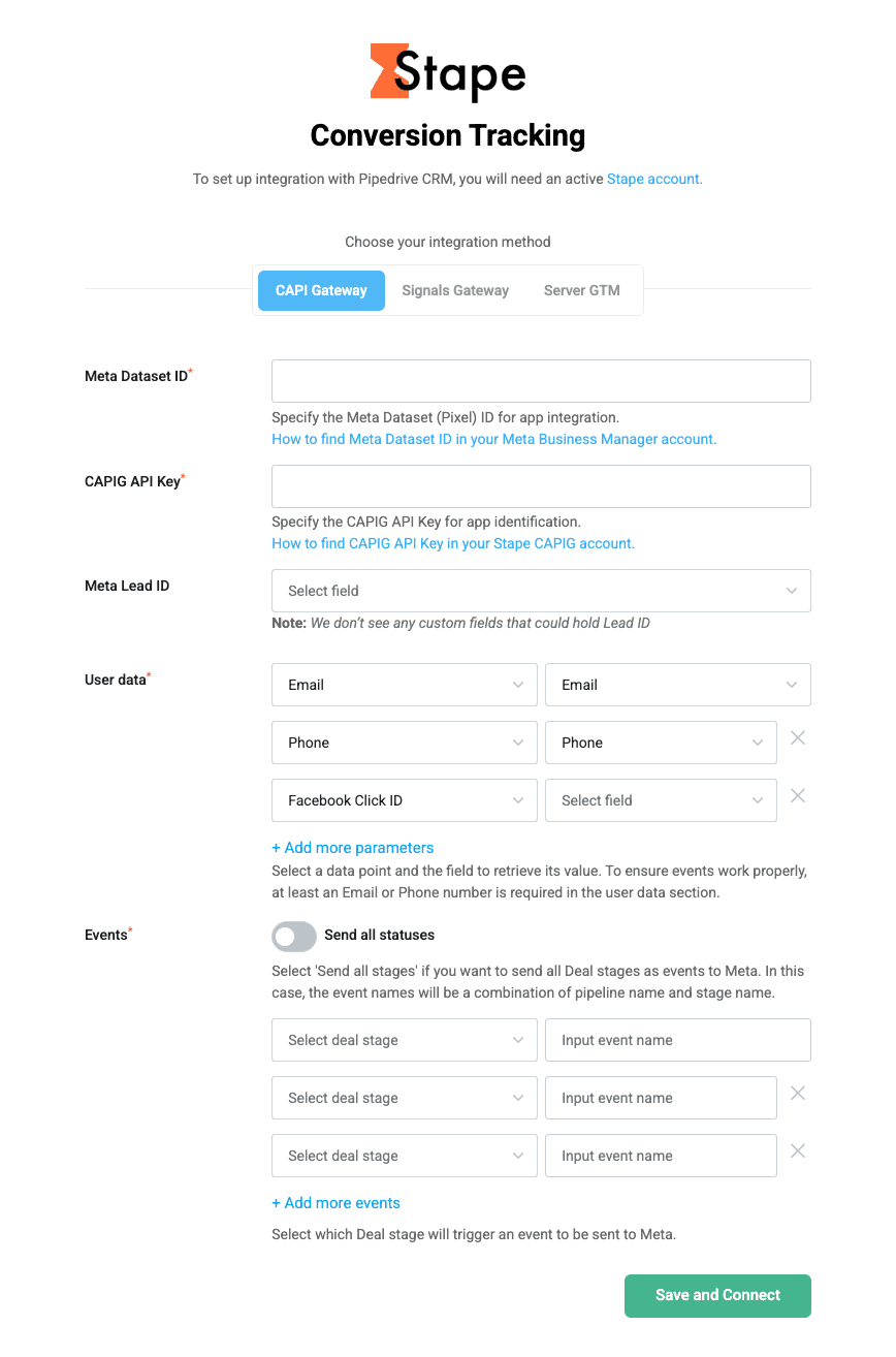 Fill out required fields