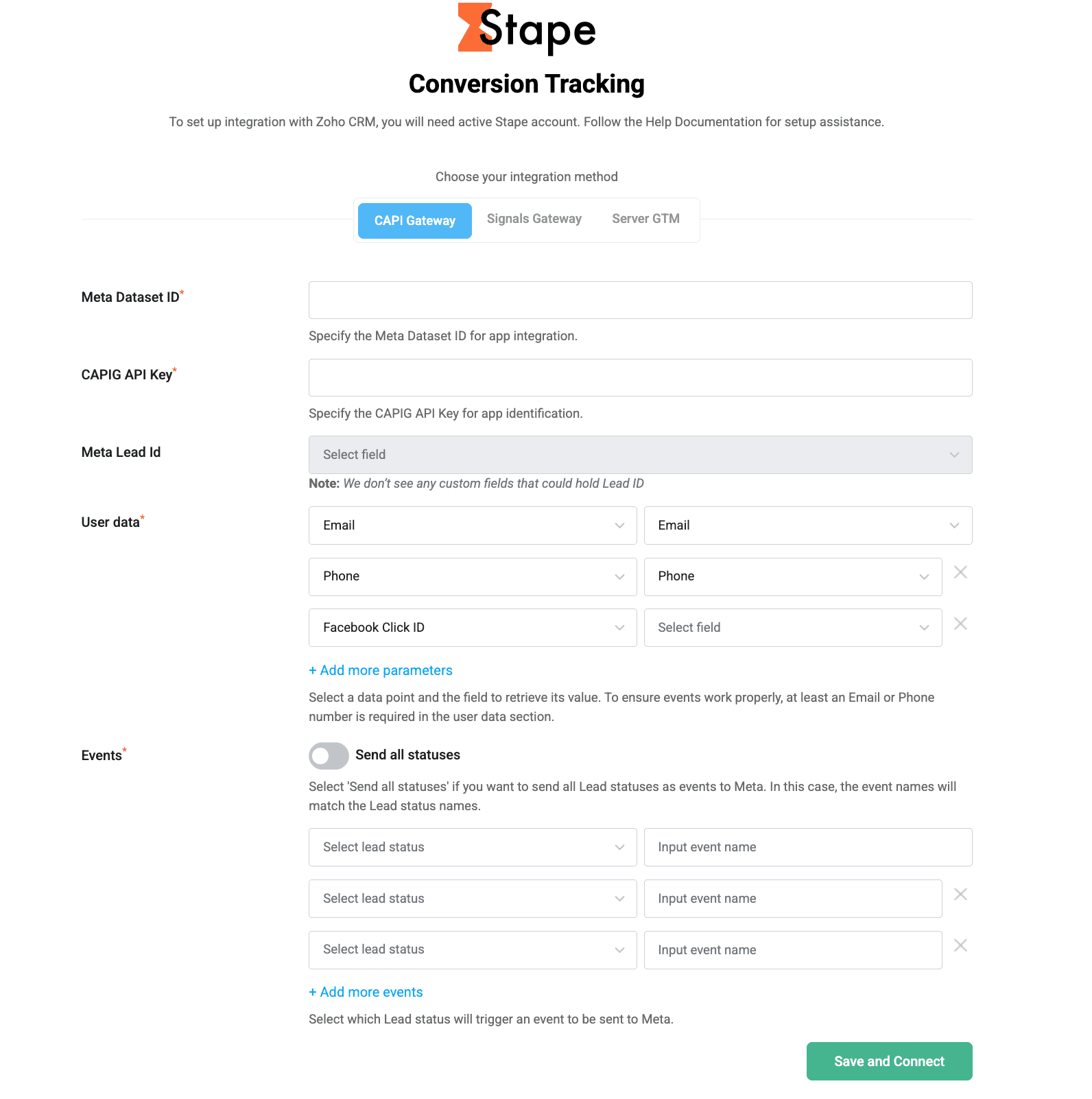 Fill out required fields
