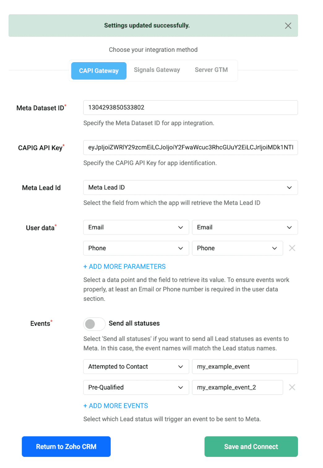 Success message popup