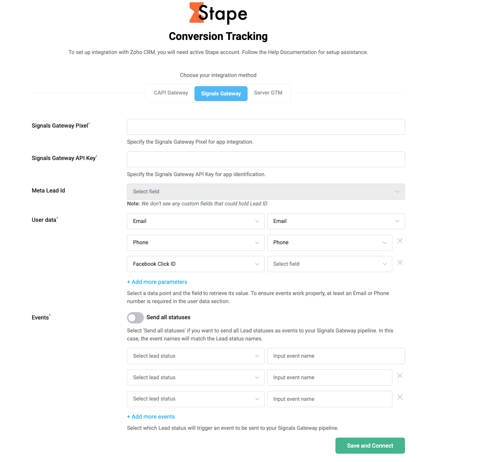 Fill out the required fields