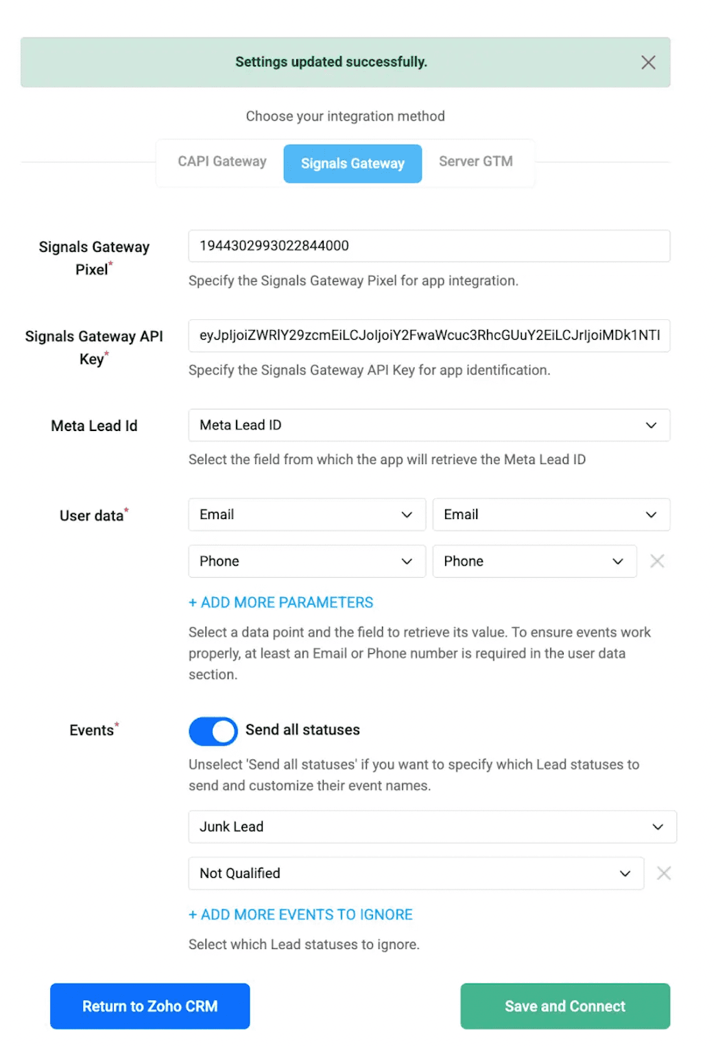 Success message popup