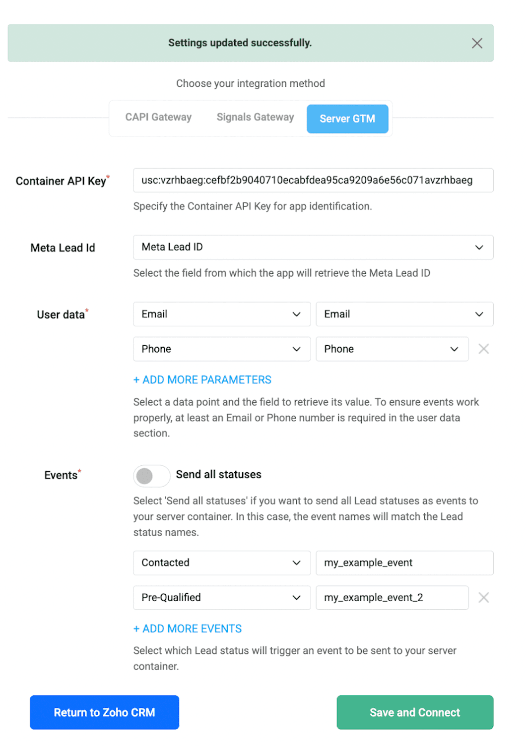 Success message popup