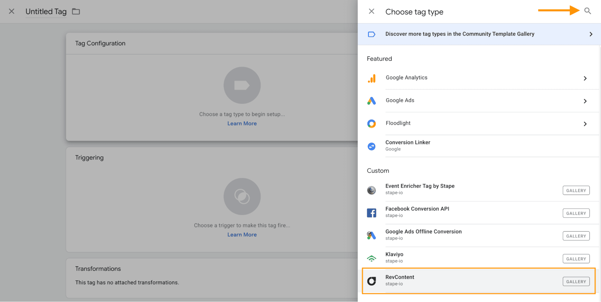 Select RevContent by Stape