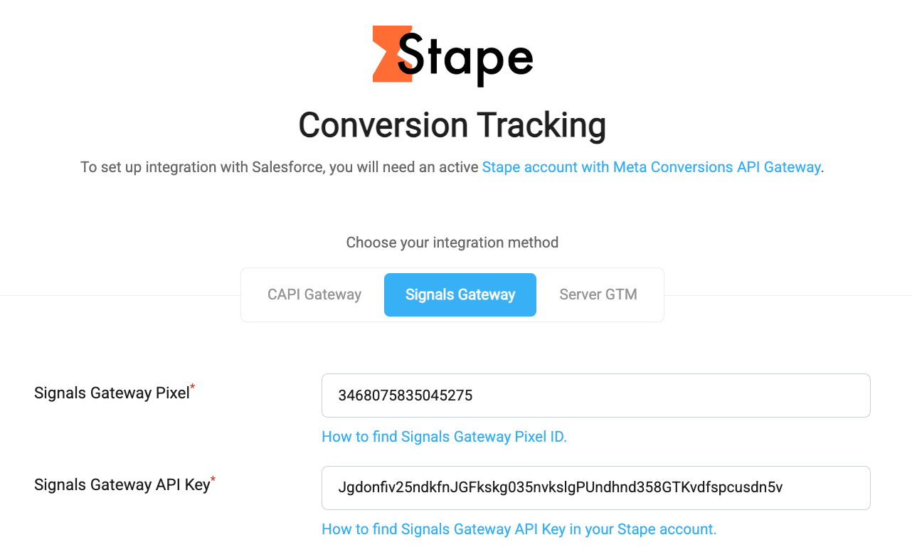 Signals Gateway fields