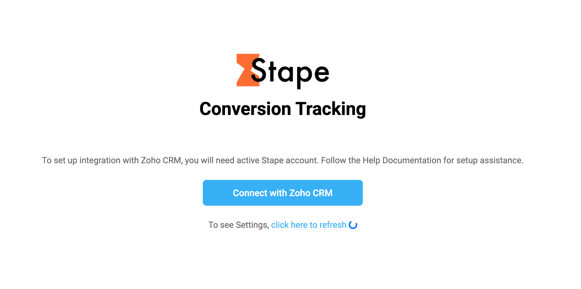 Click the "Connect with Zoho CRM" button