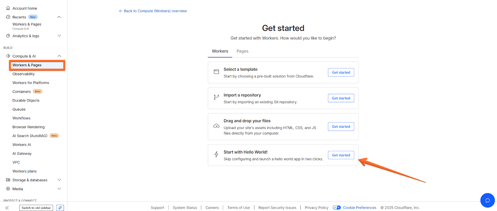 Create a worker in Cloudflare