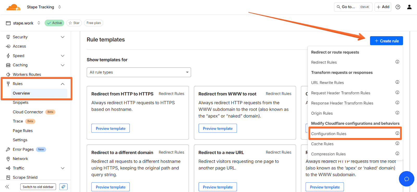Create a Rule under Configuration Rules
