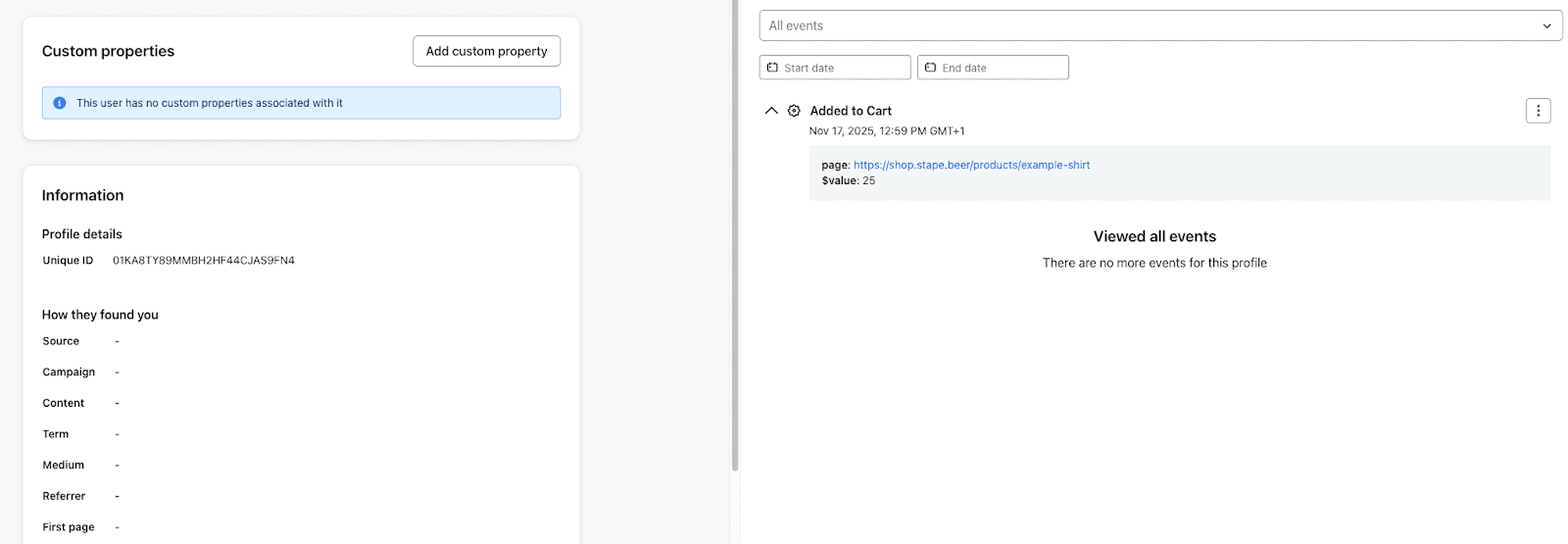 "Added to Cart" event created in Klaviyo