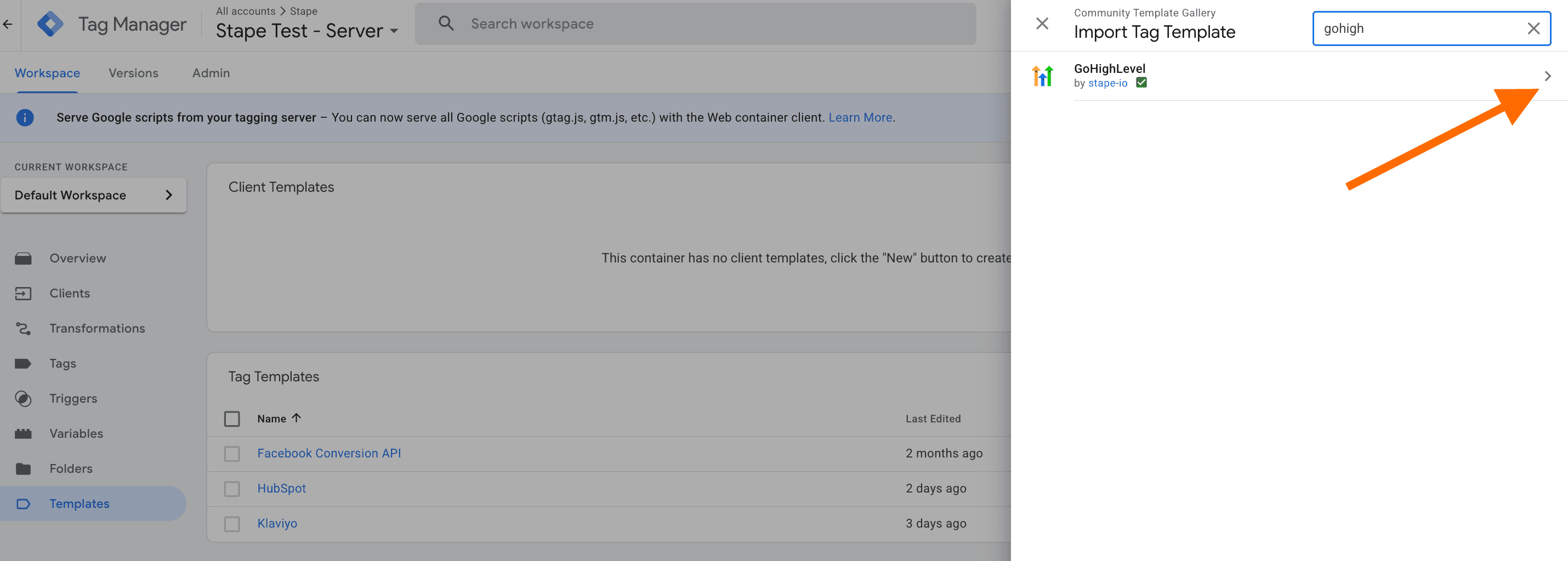 Add GoHightLevel template