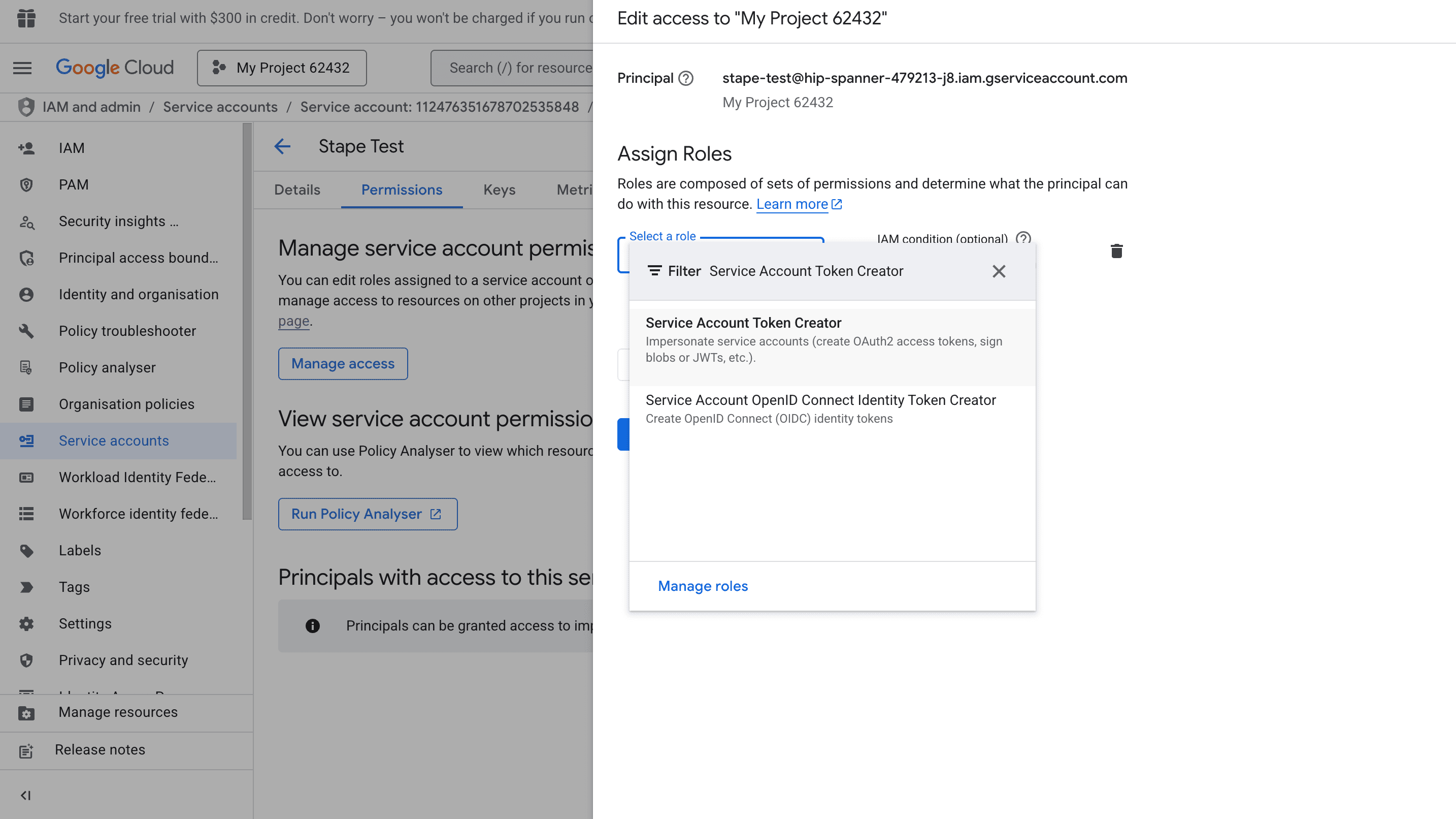 Assign a role in GCP