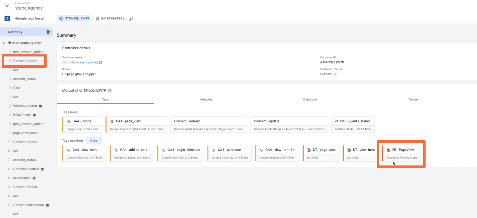 The tag doesn't fire at first touch although&nbsp;consent is provided