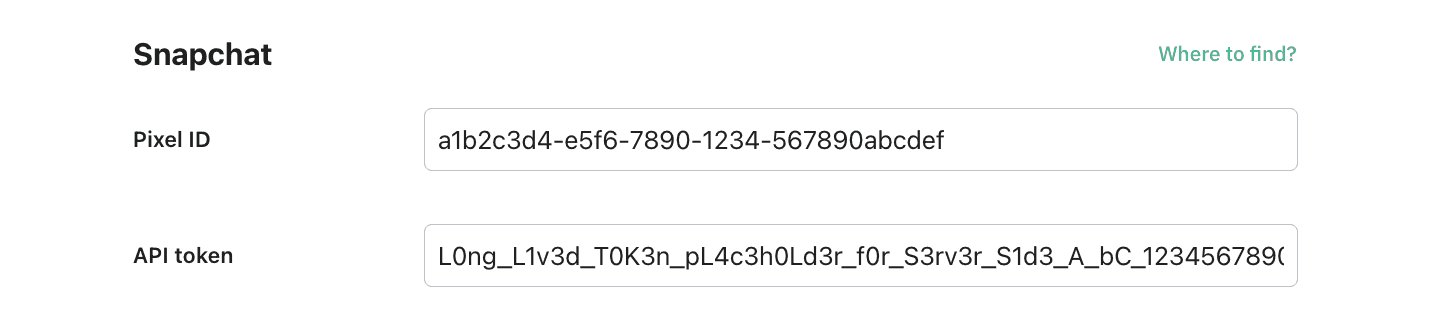 Snapchat fields configurations