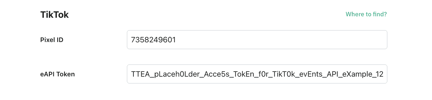 TikTok fields configuration
