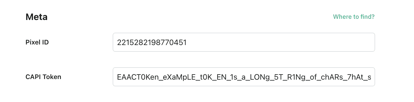 Meta fields configuration example