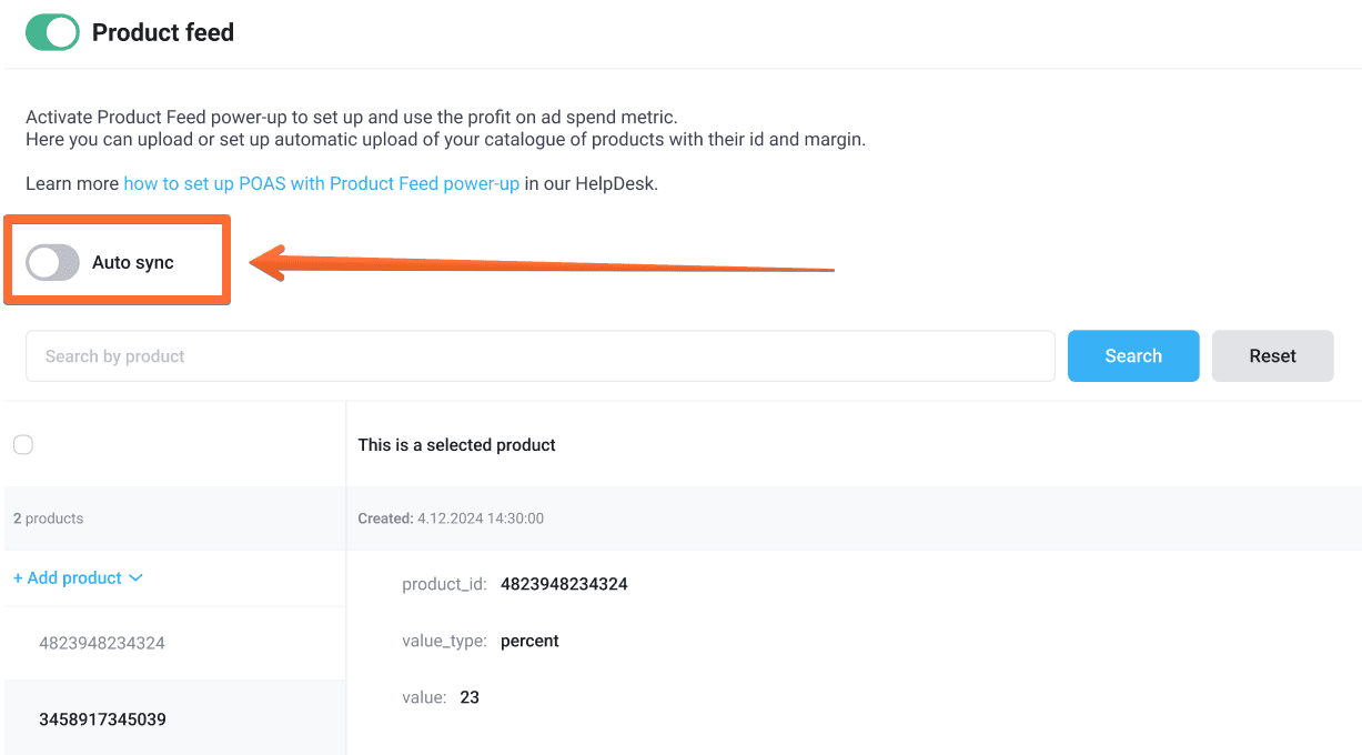 Toggle the Auto sync switch&nbsp;