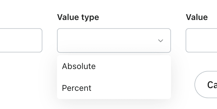 Selecting the Value type