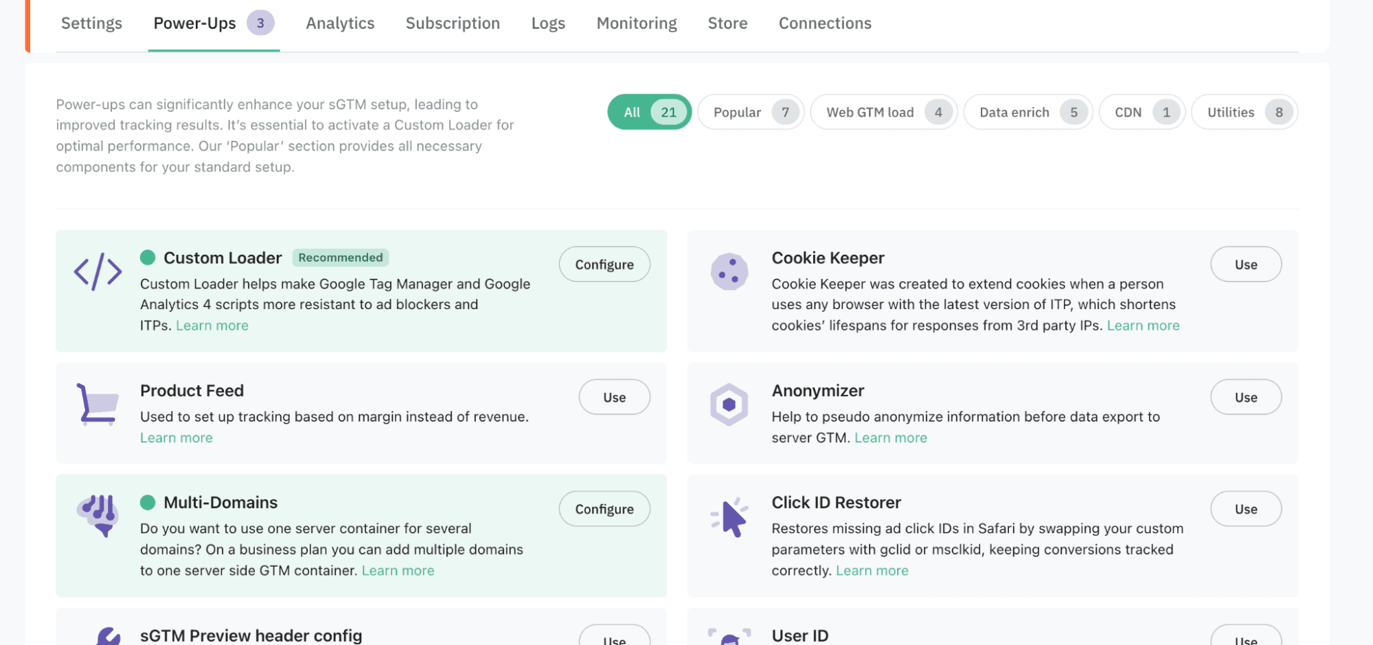 Select the Product Feed power-up